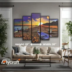 Five Panel Coastal Dream Wall Frame, 20x30 inch lustre finish print with durable fiber borders and easy hook hanging