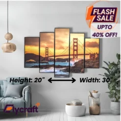 Alternative view of Golden Gate Bridge - 5 Panel Wall Frame