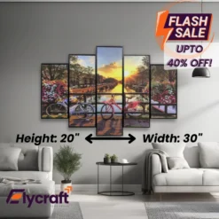 Alternative view of River and Spring Flowers - 5 Panel Wall Frame