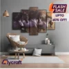 Three Horses 5-Panel Wall Frame, 20x30 inch lustre finish animal artwork with black fiber borders and easy hook hanging