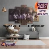 Three Horses 5-Panel Wall Frame, 20x30 inch lustre finish animal artwork with black fiber borders and easy hook hanging